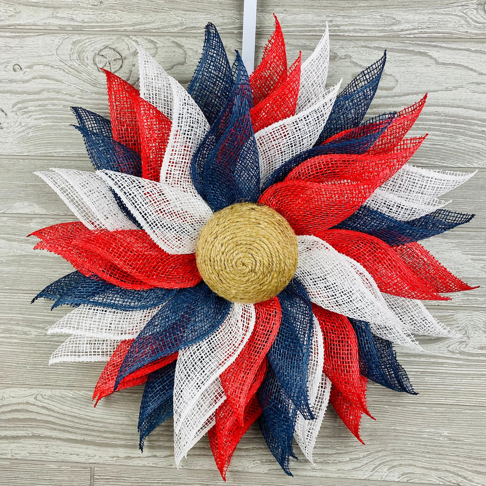 Pinwheel American Wreath, Large Patriotic Wreath, Veterans Wreath, Farmhouse pat